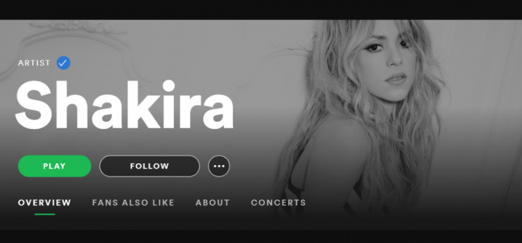 Shakira entro a Billion Club de Spotify